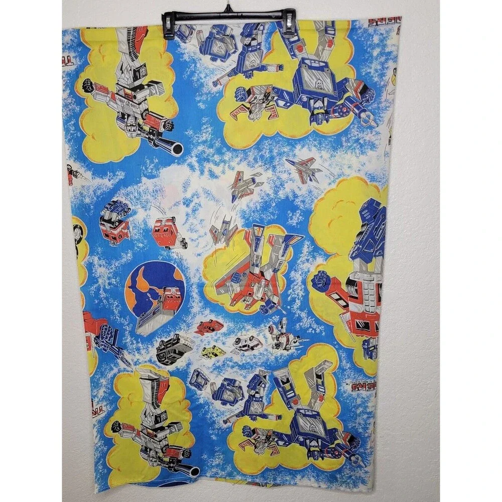 Vintage 1980s Transformers Optimus Prime Twin Bed Sheets Set Fitted & Flat Sheet